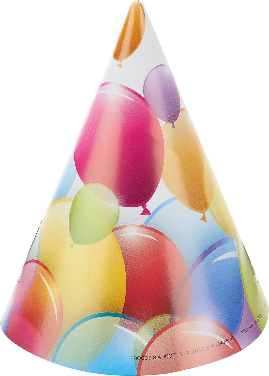 PROCOS - 6 ballonnen feesthoeden - Decoratie > Feesthoedjes